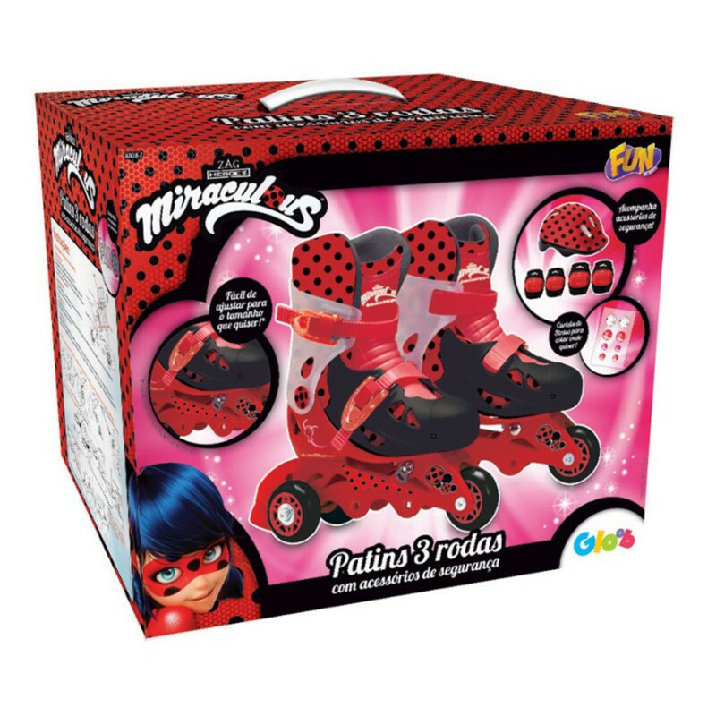 Patins Ajustáveis com Kit de Segurança 29 ao 32 Miraculous