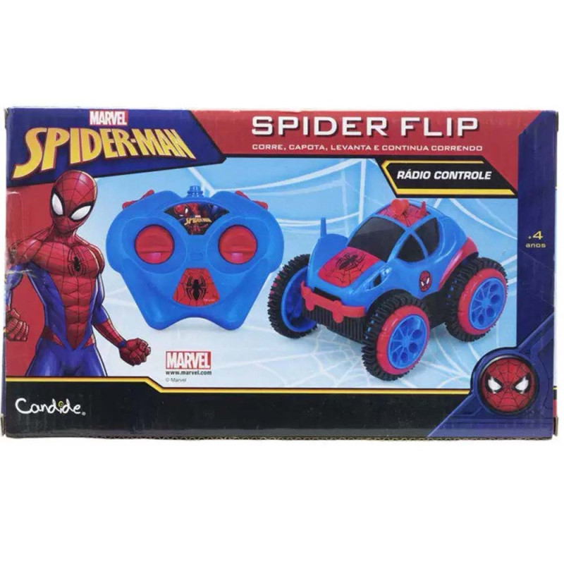 Carrinho Controle Remoto Homem Aranha Spider Flip Candide 5851