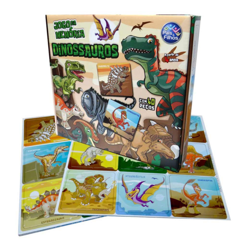 Kit 4 Jogos Quebra Cabeça Dominó Dinossauros Bingo Cores
