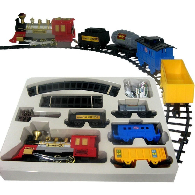 Kit Locomotiva Trilhos Vagões 1,88 Metros Trem Brinquedo