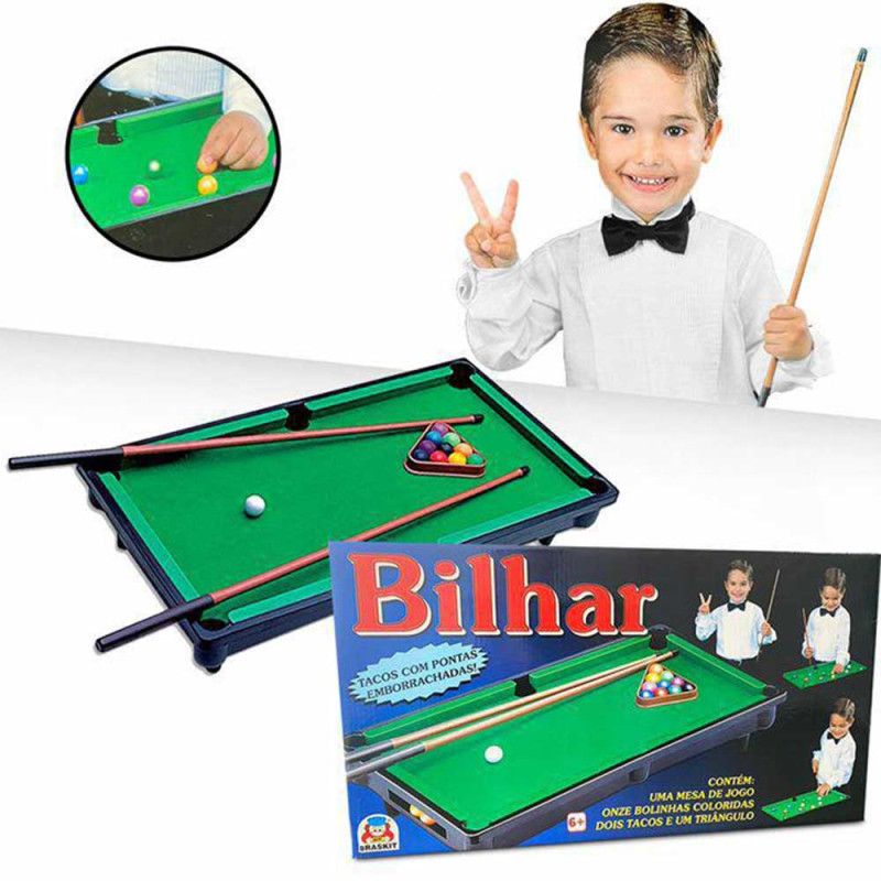 Brinquedo Jogo de Sinuca Infantil Bilhar - Braskit - Sama Presentes