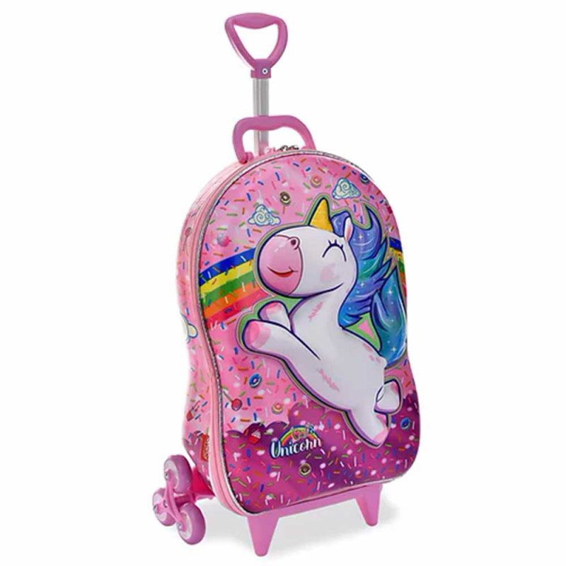 Mochila 3D de Rodinhas Infantil Unicornio Cute Sweet Maxtoy