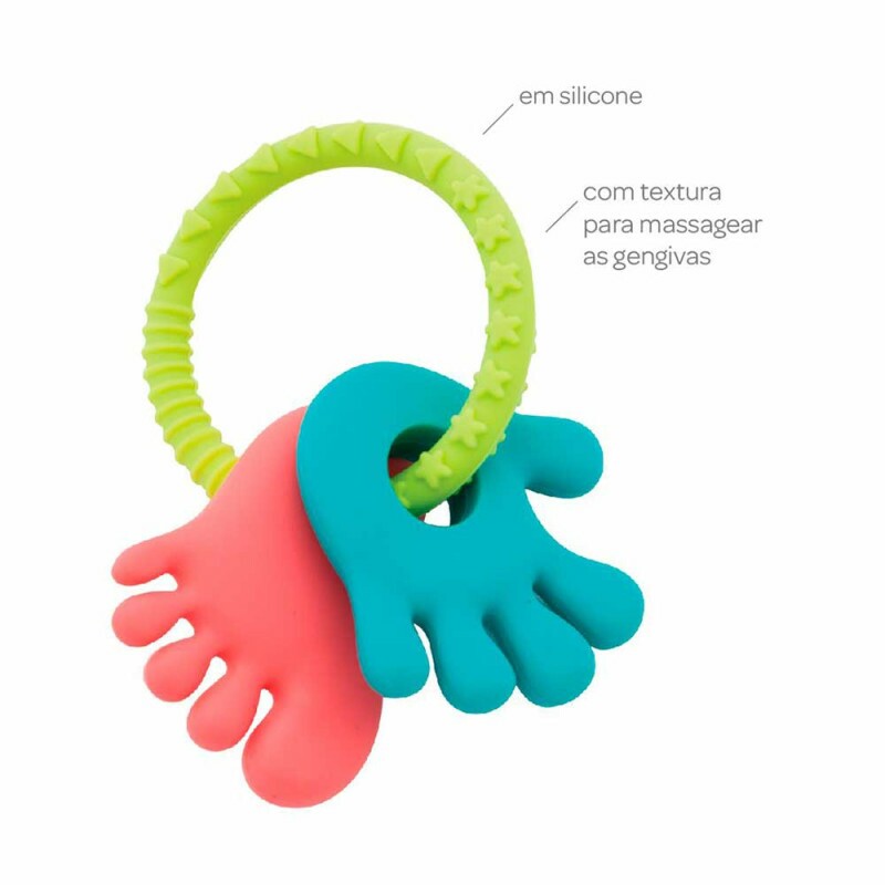 Mordedor de Silicone para Bebê - Mãozinha e Pezinho - Azul e Rosa - Buba