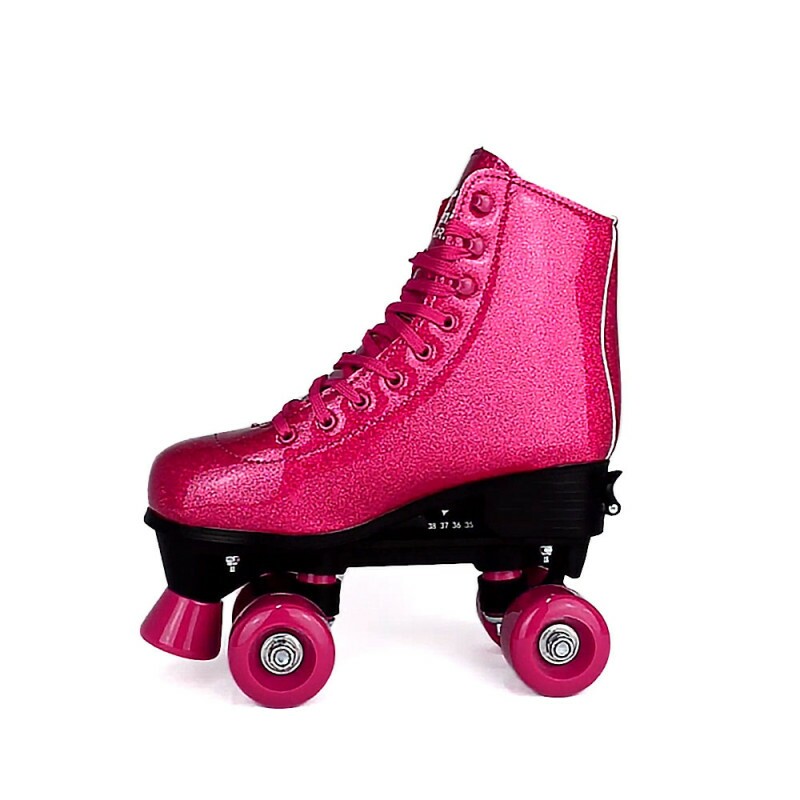 Patins Rosa Roller Skate Glitter Ajustável 39 a 42 Fenix