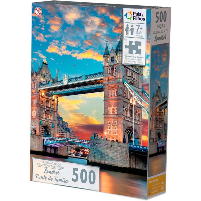 Quebra-Cabeça - 500 Peças - Londres - Pontes do Tamisa - Pais e Filhos