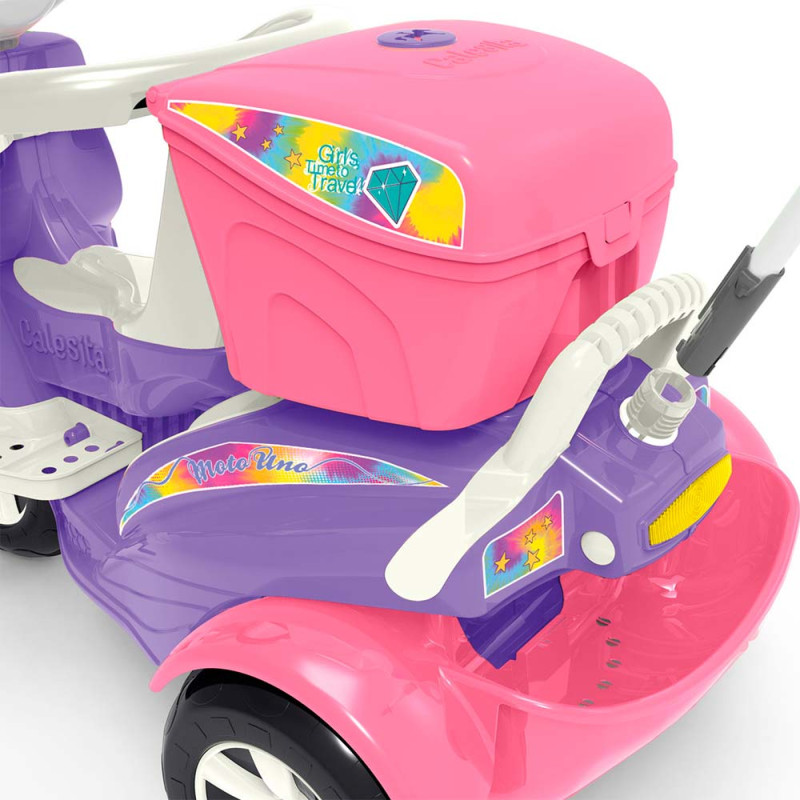 Triciclo Infantil Calesita Moto Uno - 2 em 1 - Pedal e Passeio com Aro -  Rosa L - Modas Paula Baby