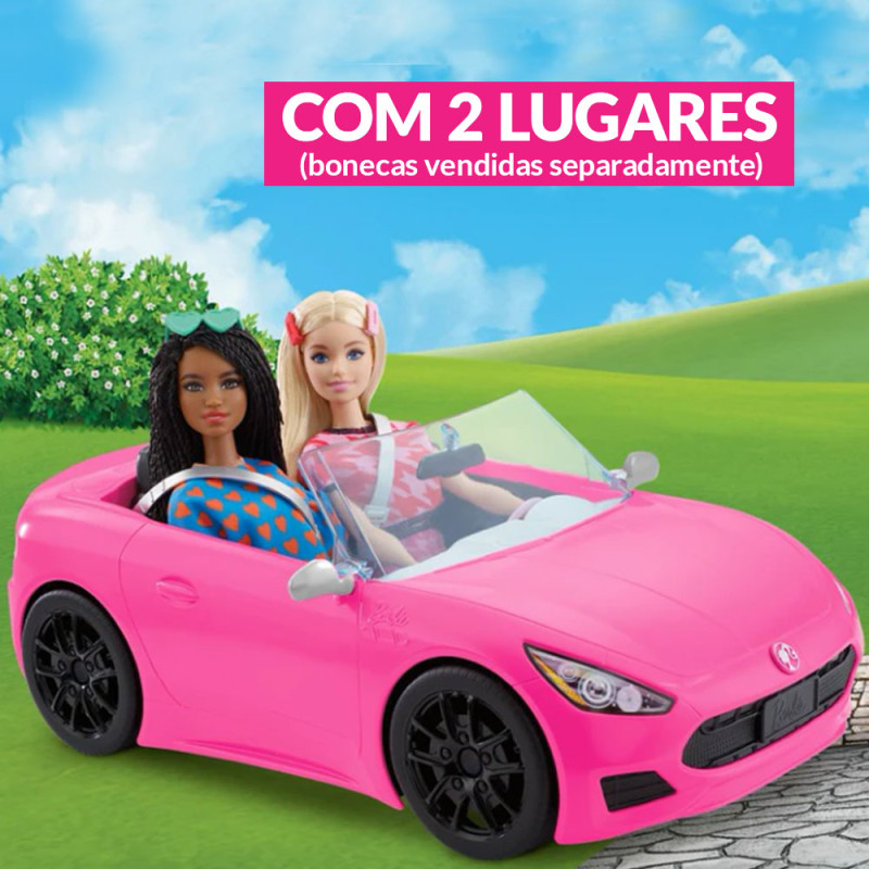 Carro Barbie com Boneca - Conversível Rosa - 2 Lugares - Mattel