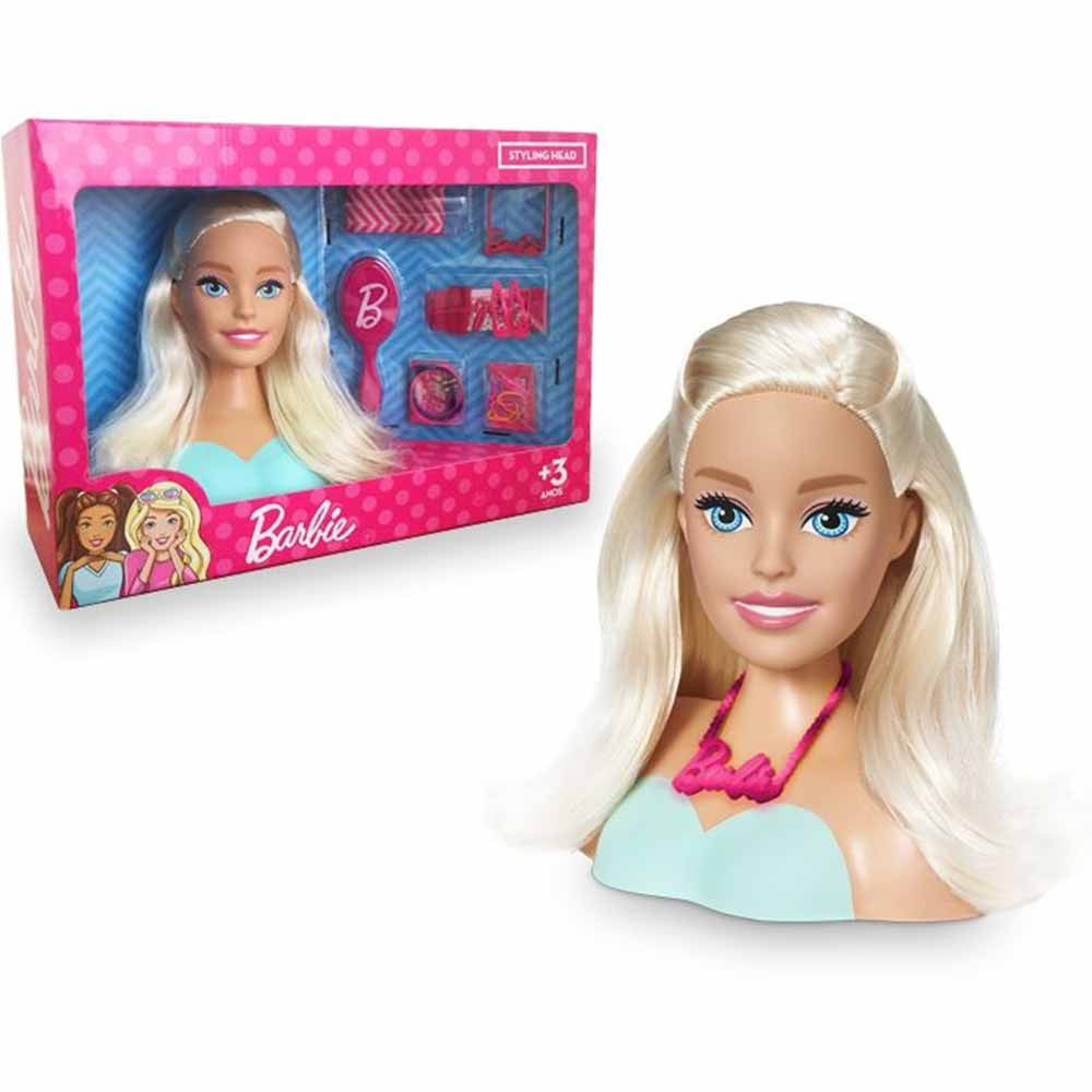 Boneca Barbie Busto P/pentear + Kit Salão De Beleza -c/vídeo