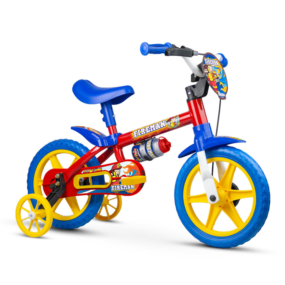 Bicicleta Infantil com Rodinhas Aro 12 Fireman Nathor
