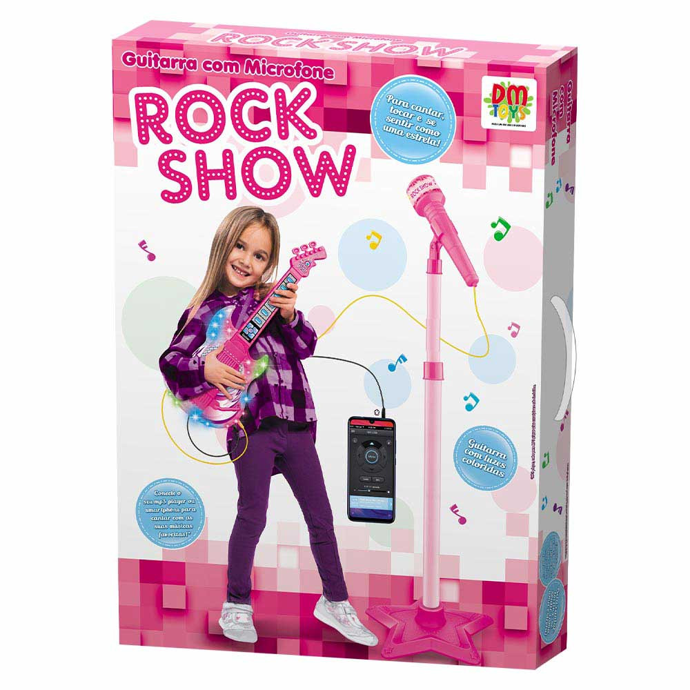 Microfone Infantil Brinquedo para Criança com Pedestal e conexão Mp3 para  Menina - Cor Rosa - Glumi