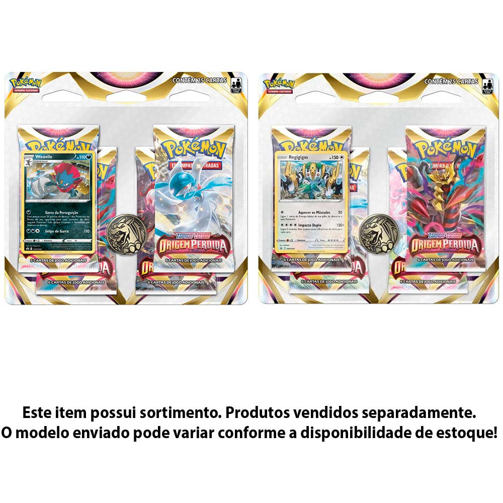 Kit de Cartas Pokemon Blister Triplo Origem Perdida 3 Pacotes + 1