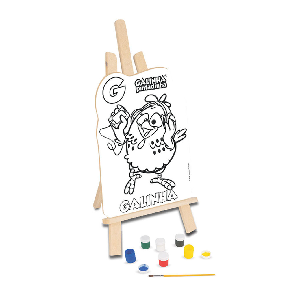 Kit Pintura Galinha Pintadinha Cavalete Tintas e Tela Infantil​ - Camilo's  Variedades