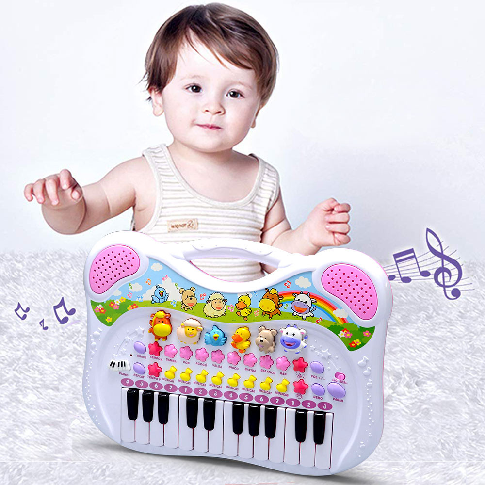Brinquedo Piano Eletrônico Rosa Teclado Infantil Menina Azul