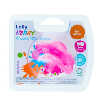 Chupeta - 100% Silicone - Lolly Nenny - 6m - Rosa - Lolly