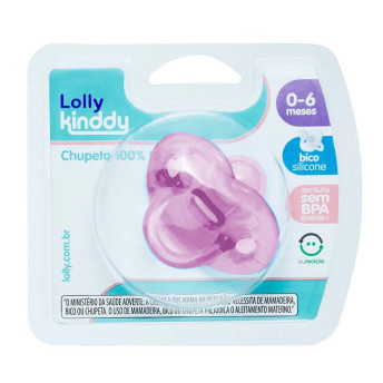 Chupeta - 100% Silicone - Lolly Kinddy - 0-6m - Rosa - Lolly