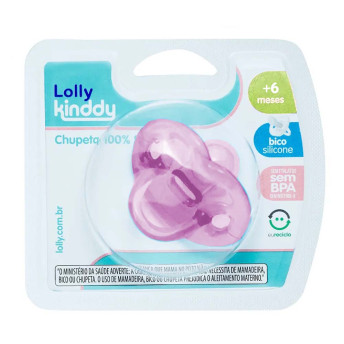 Chupeta - 100% Silicone - Lolly Kinddy - +6m - Rosa - Lolly