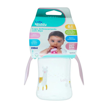 Copo Antivazamento com Alça - Zoo - 250ml - Kinddy - Rosa - Lolly