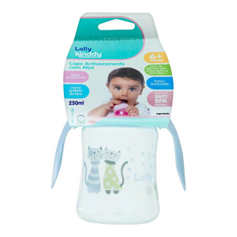 Copo Antivazamento com Alça - Zoo - 250ml - Kinddy - Azul - Lolly