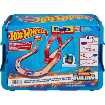Conjunto e Pista - Hot Wheels Track Builder - Acrobacias de Fogo - Mattel
