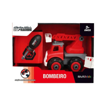 Caminhão Roda Livre - City Machine - Bombeiro - 16 peças - Multikids