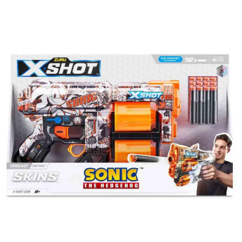 Lançador de Dardos - Xshot - Skins Dread Retro - Sonic - 12 Dardos - Candide