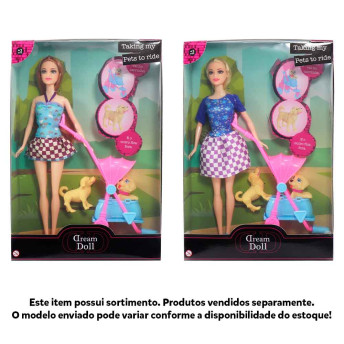 Boneca Articulada - 30cm - Dream Doll - Taking My Pets to Ride - Sortida - Candide