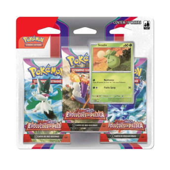 Jogo de Cartas Pokémon - Blister Triplo  - EV - Evoluções em Paldea - Smoliv - Copag