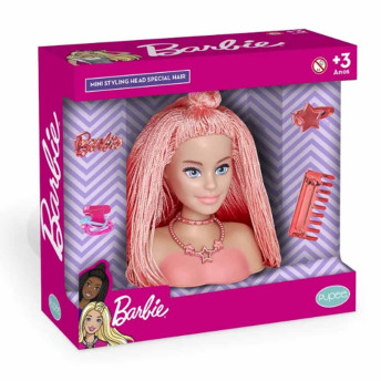 Boneca para Pentear - Mini Styling Head - Special Hair - Barbie - Salmão - Pupee