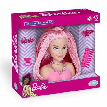 Boneca para Pentear - Mini Styling Head - Special Hair - Barbie - Rosa - Pupee