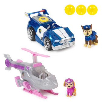 Veículo - Patrulha Canina: Um Filme Superpoderoso - Conjunto Veículos Chase e Skye - Sunny Brinquedos