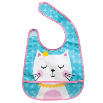 Babador Infantil Impermeável com Bolso - Animal Fun - Gatinha - Buba