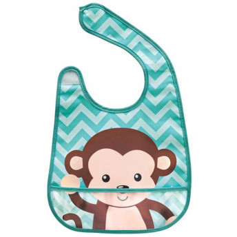 Babador Infantil Impermeável com Bolso - Animal Fun - Macaco - Buba
