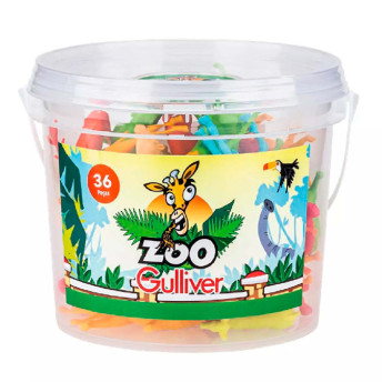 Balde de Figuras - Zoo - Animais De Vinil - 36 Peças - Gulliver