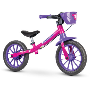 Bicicleta de Equilíbrio Infantil - Aro 12 - Balance Bike Rosa - Nathor