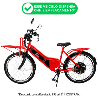 Bicicleta Elétrica - Work PAM - 800w Lithium - Vermelha - Plug and Move