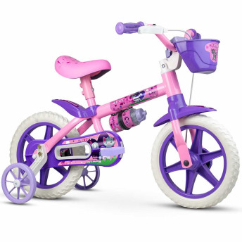 Bicicleta Infantil com Rodinhas - Aro 12 - Selim PU - Cat - Rosa - Nathor