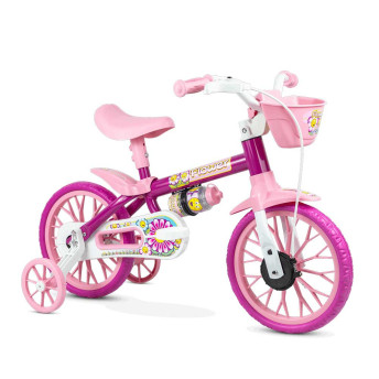 Bicicleta Infantil com Rodinhas - Aro 12 - Flower Lilás - Nathor