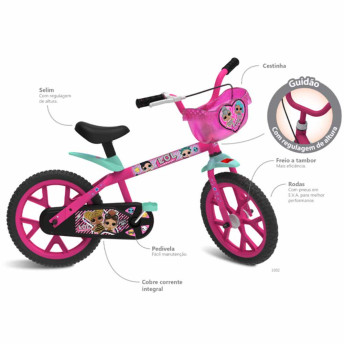 Bicicleta Infantil com Rodinhas - Aro 14 - LOL Surprise - Bandeirante