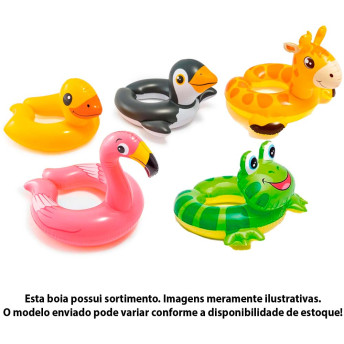 Boia Infantil Inflável - Boia com Cabeça Zoo - Média - Sortida - INTEX