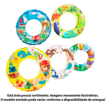 Boia Infantil Inflável - Boia Estampada Transparente - Sortida - INTEX