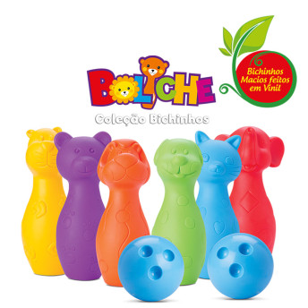 Jogo de Boliche Infantil - Coleção Bichinhos - 6 Pinos - Roma Brinquedos