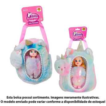 Bolsa com Boneca - Unicórnio com Boneca - Sortido - DM Toys