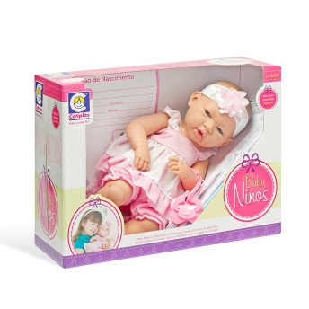 Boneca Bebê com Acessórios - Baby Ninos - Menina - Cotiplás