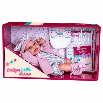 Boneca Bebê - Boutique Dolls Reborn - Casaco Rosa - Super Toys