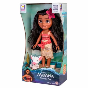 Boneca de Vinil - 36 cm - Princesas Disney - Moana e Pua - Cotiplás