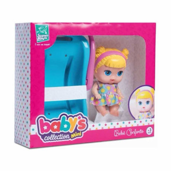 Boneca de Vinil - Baby’s Collection Mini - Bebê Conforto - Loira - Super Toys