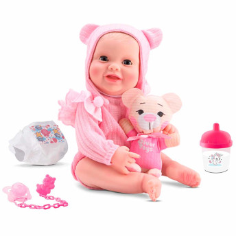 Boneca de Vinil - Diver New Born Unique - Body Rosa - Divertoys