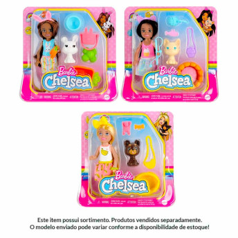 Boneca e Figura - Barbie Chelsea com Pets - Sortida - Mattel