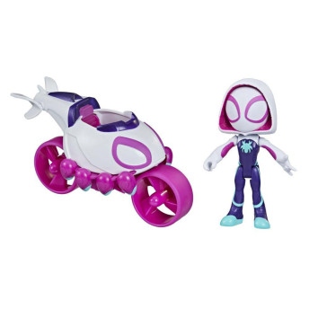 Boneca e Veículo - Spidey and His Amazing Friends - Moto-Cóptero - Ghost-Spider - Hasbro