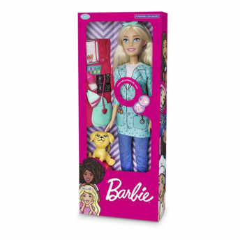 Boneca que Fala - 70 cm - Barbie Profissões - Veterinária com Pet - Pupee